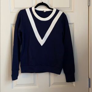 Jcrew navy and white sweatshirt